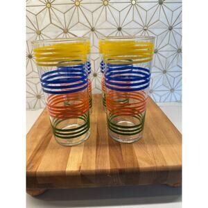 Set of 4 Indiana Glass Strata Rainbow‎ Tumblers – Vintage Collectibles